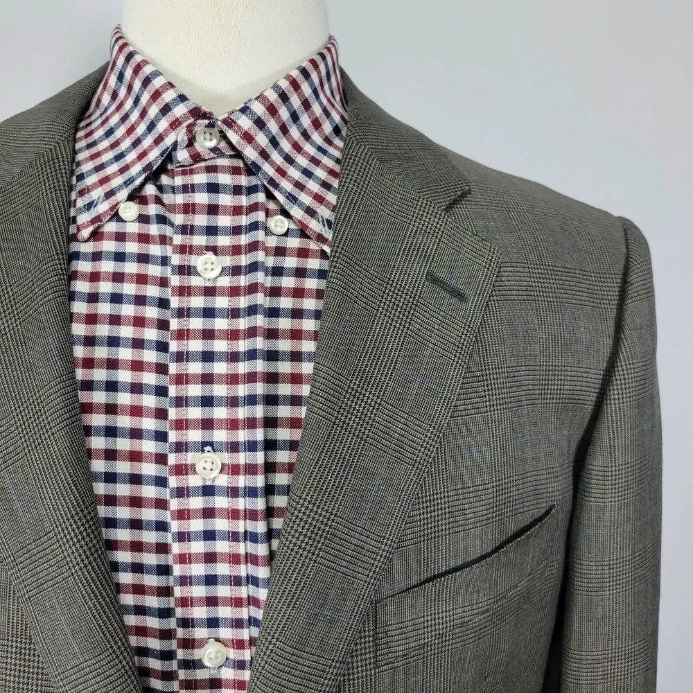 Ermenegildo Zegna Trofeo Men's Sport Coat Blazer Two Button Brown‎ Plaid 44L